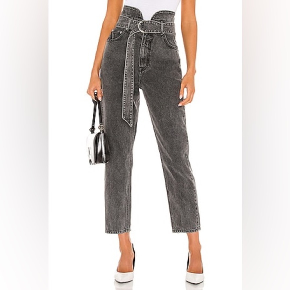 GRLFRND Women’s Dee in‎ Rumor Has It Gray Paper Bag High Waist Pants Sz 26